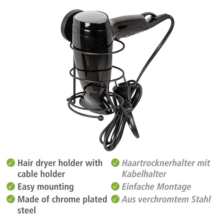 Produktbild: Vacuum-Loc&reg; Haartrocknerhalter Mod. Milazzo Schwarz, Befestigen ohne bohren
