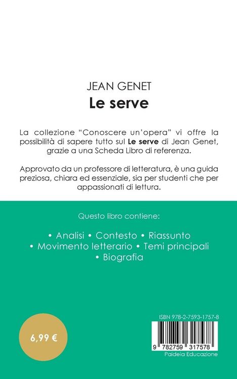 Produktbild: Scheda libro Le serve di Jean Genet (analisi letteraria di riferimento e riassunto completo)