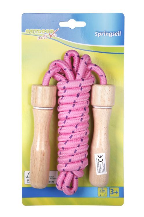 Produktbild: Springseil bunt, Holzgriff, L&auml;nge 250 cm, sortiert