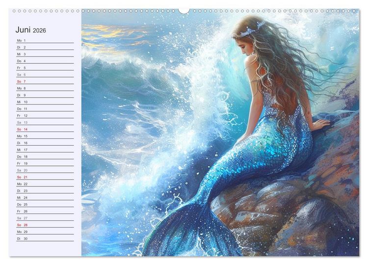Produktbild: Meerjungfrauen. Zauberhafte Nixen-Paintings (hochwertiger Premium Wandkalender 2026 DIN A2 quer), Kunstdruck in Hochglanz