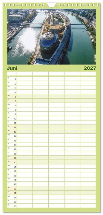 Produktbild: Familienplaner 2027 - Bonjour Paris mit 5 Spalten (Wandkalender, 21 x 45 cm) CALVENDO