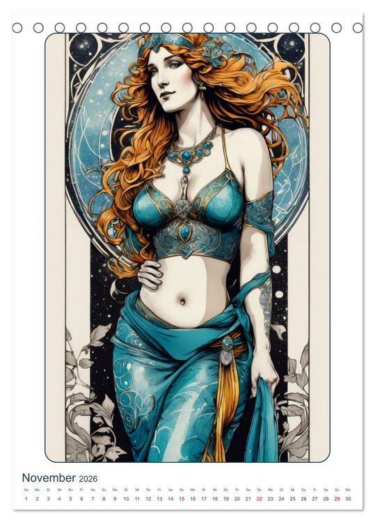 Produktbild: Frauen in Bildern im Art Nouveau-Stil (Tischkalender 2026 DIN A5 hoch), CALVENDO Monatskalender