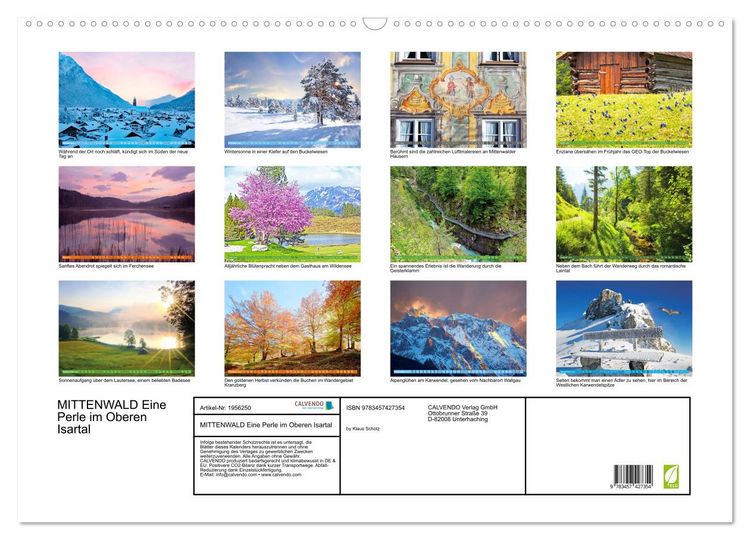 Produktbild: MITTENWALD Eine Perle im Oberen Isartal (Wandkalender 2026 DIN A2 quer), CALVENDO Monatskalender