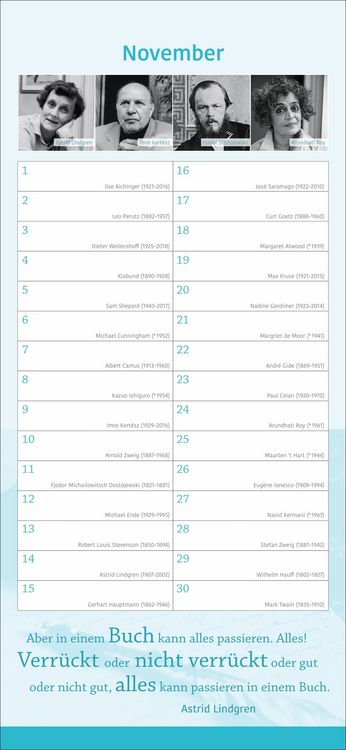 Produktbild: Der literarische Geburtstagskalender - Mit Geburtstagskindern und Zitaten