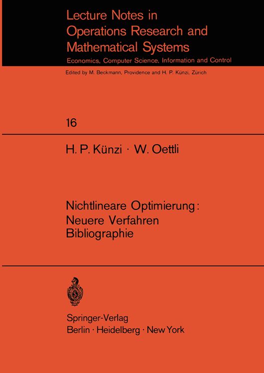 Produktbild: Nichtlineare Optimierung: Neuere Verfahren Bibliographie