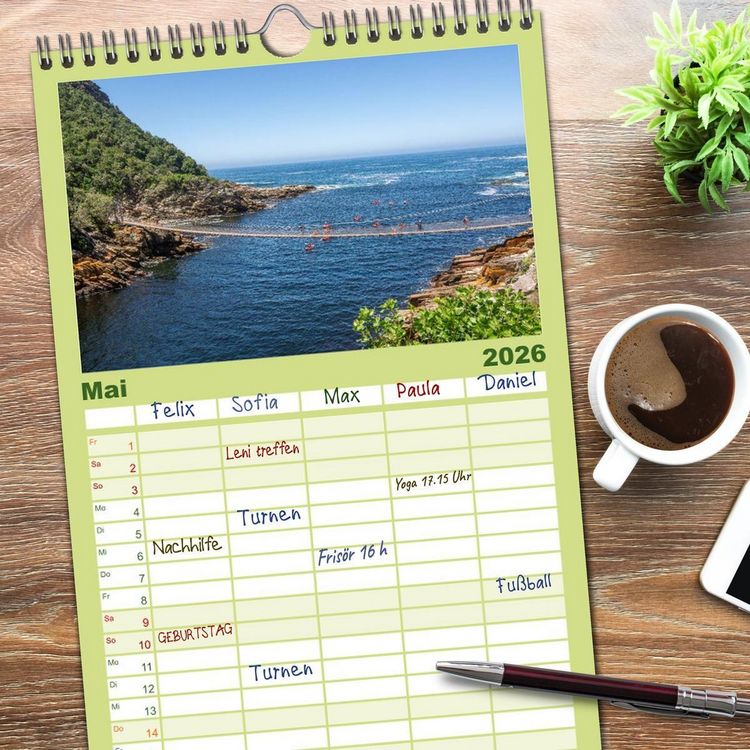 Produktbild: Familienplaner 2026 - S&uuml;dafrika - Landschaft voller Vielfalt und Sch&ouml;nheit mit 5 Spalten (Wandkalender, 21 x 45 cm) CALVENDO