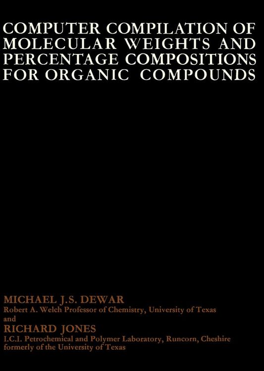 Produktbild: Computer Compilation of Molecular Weights and Percentage Compositions for Organic Compounds