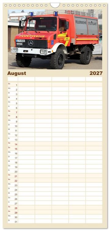 Produktbild: Familienplaner 2027 - Unimog bei der Feuerwehr mit 5 Spalten (Wandkalender, 21 x 45 cm) CALVENDO