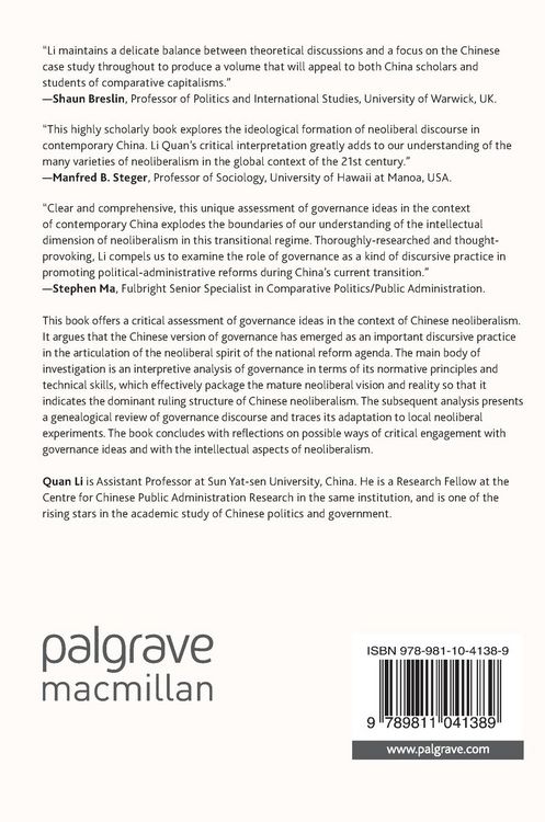 Produktbild: The Idea of Governance and the Spirit of Chinese Neoliberalism