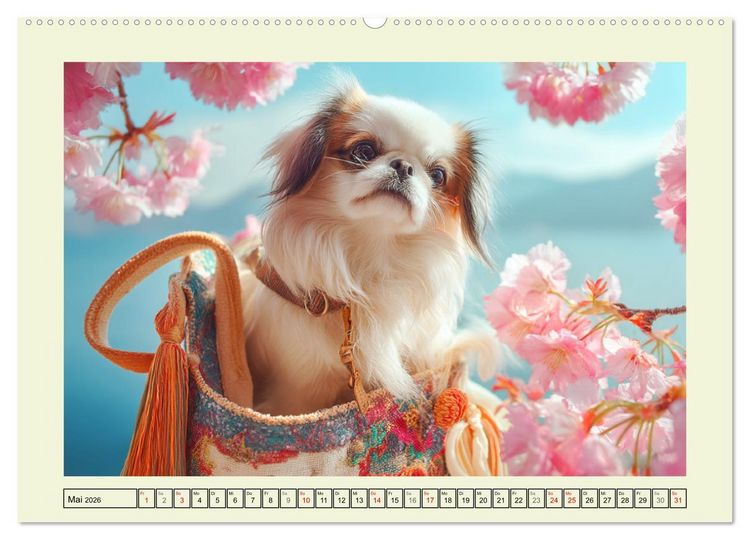 Produktbild: Edle Japan Chins. Zarte Herzen aus Fernost (hochwertiger Premium Wandkalender 2026 DIN A2 quer), Kunstdruck in Hochglanz