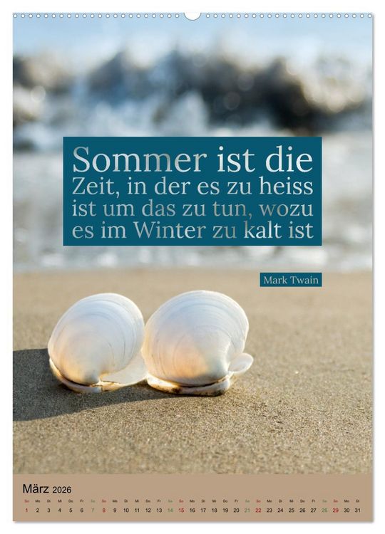 Produktbild: Verr&uuml;ckt nach SOMMER Urlaub- Auszeit - Spr&uuml;che (hochwertiger Premium Wandkalender 2026 DIN A2 hoch), Kunstdruck in Hochglanz