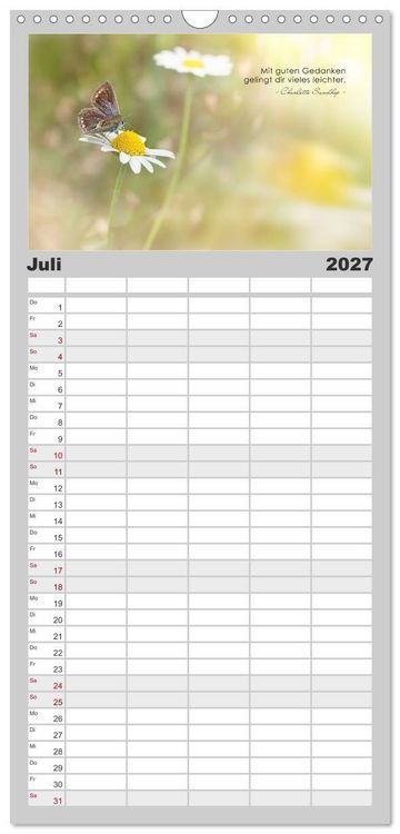 Produktbild: Familienplaner 2027 - Mit guten Gedanken durch das Jahr mit 5 Spalten (Wandkalender, 21 x 45 cm) CALVENDO