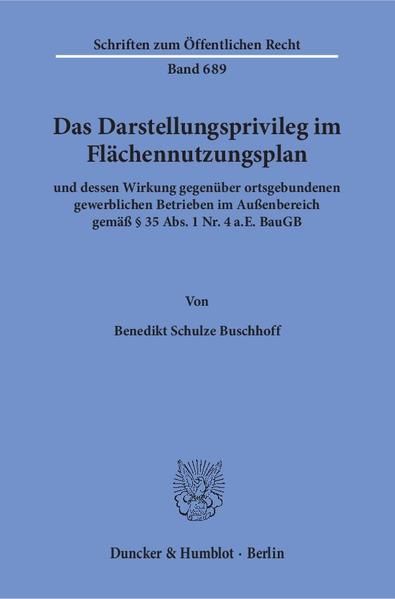 Produktbild: Das Darstellungsprivileg im Fl&auml;chennutzungsplan