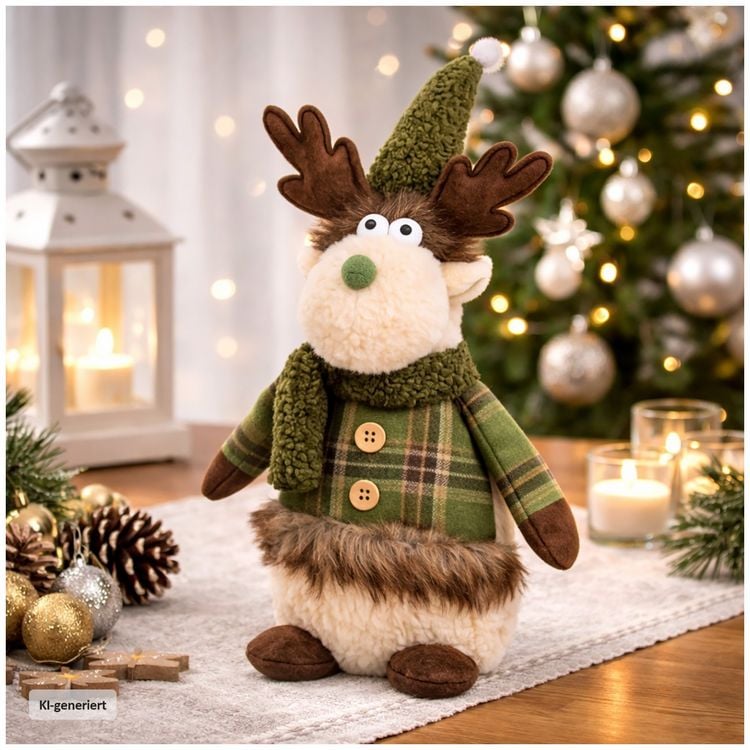Produktbild: HTI-Living Dekorationsrentier Weihnachten 40 cm Stofffigur Weihnachtsdeko
