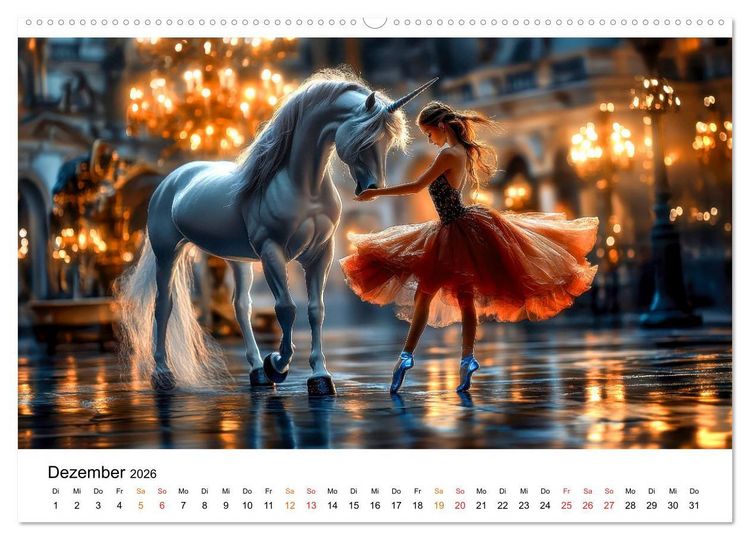 Produktbild: Einhorn-Welten - zwischen Fantasie und Wirklichkeit (hochwertiger Premium Wandkalender 2026 DIN A2 quer), Kunstdruck in Hochglanz