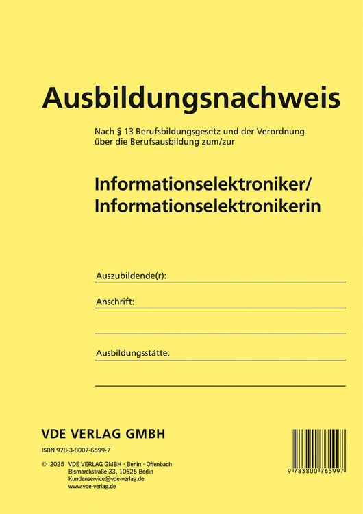 Produktbild: Ausbildungsnachweis Informationselektroniker/ Informationselektronikerin