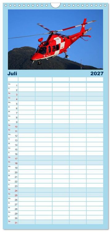 Produktbild: Familienplaner 2027 - Helikopter in der Luft mit 5 Spalten (Wandkalender, 21 x 45 cm) CALVENDO