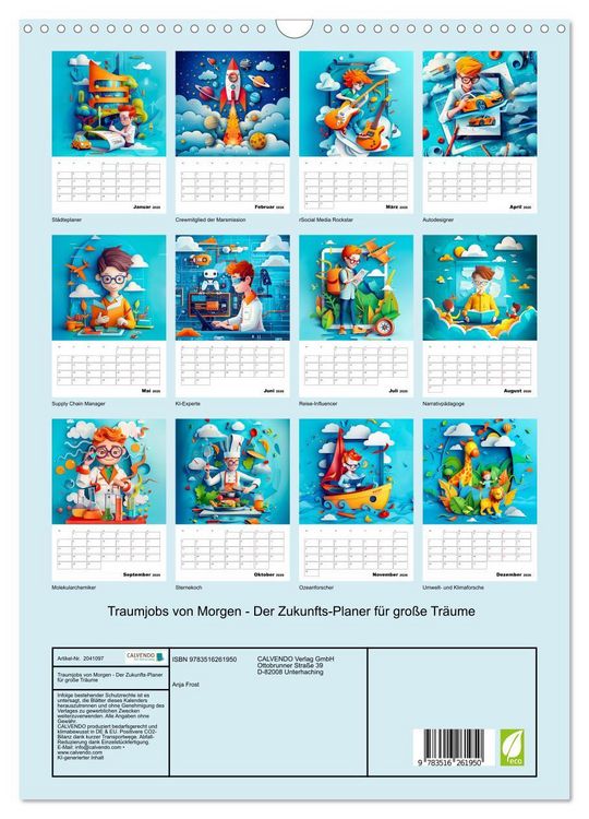 Produktbild: Traumjobs von Morgen - Der Zukunfts-Planer f&uuml;r gro&szlig;e Tr&auml;ume (Wandkalender 2026 DIN A3 hoch), CALVENDO Monatskalender