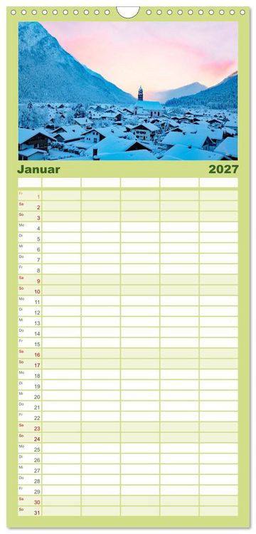 Produktbild: Familienplaner 2027 - MITTENWALD Eine Perle im Oberen Isartal mit 5 Spalten (Wandkalender, 21 x 45 cm) CALVENDO