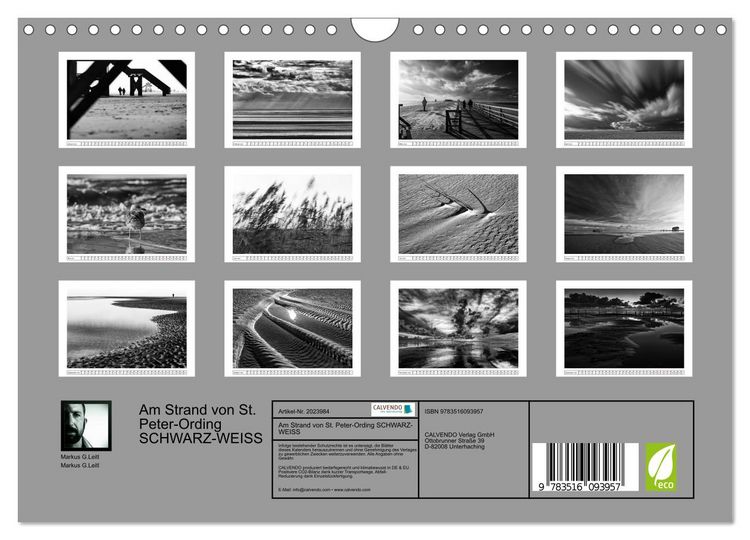 Produktbild: Am Strand von St. Peter-Ording SCHWARZ-WEISS (Wandkalender 2026 DIN A4 quer), CALVENDO Monatskalender