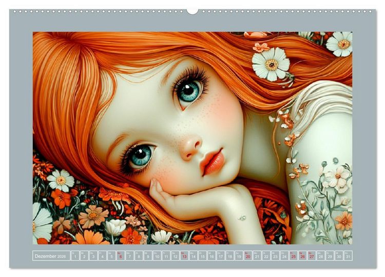 Produktbild: Vertr&auml;umte M&auml;dchen. Tiere, Blumen, Liebe. (hochwertiger Premium Wandkalender 2026 DIN A2 quer), Kunstdruck in Hochglanz