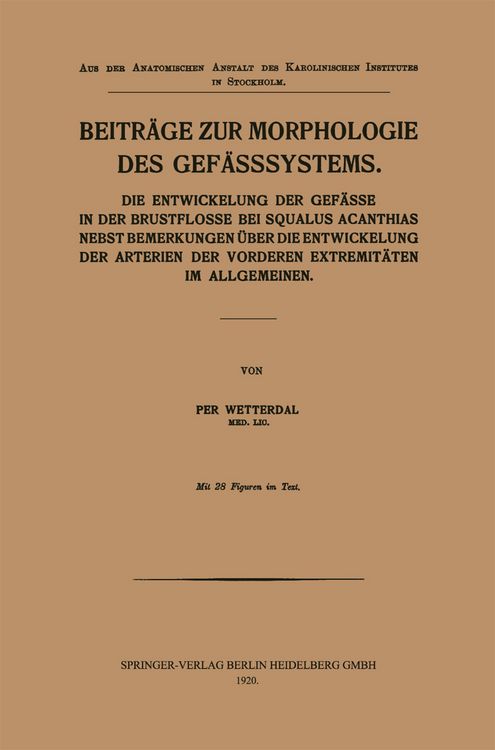 Produktbild: Beitr&auml;ge zur Morphologie des Gef&auml;sssystems