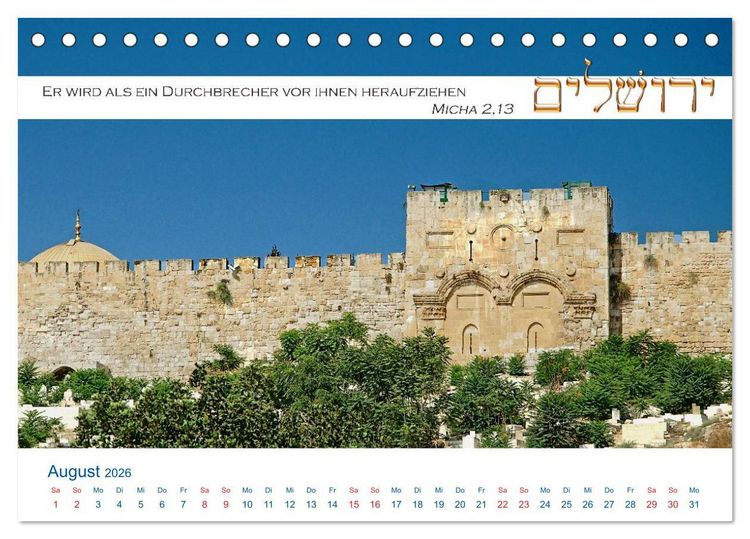 Produktbild: Jerusalem. Kalender mit Bibelworten (Tischkalender 2026 DIN A5 quer), CALVENDO Monatskalender