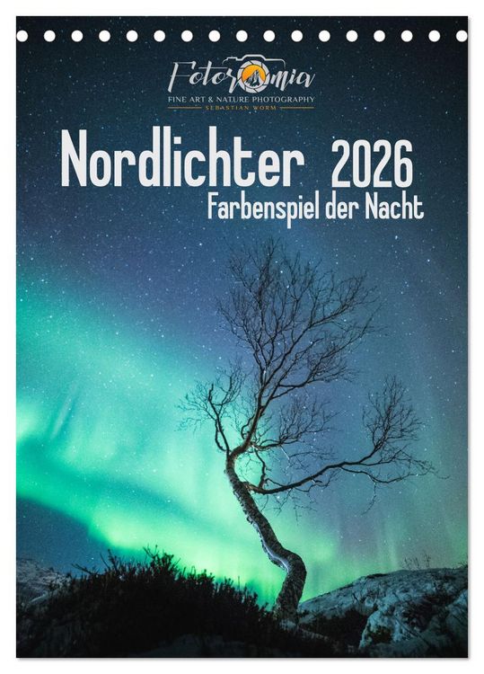 Produktbild: Nordlichter &ndash; Farbenspiel der Nacht (Tischkalender 2026 DIN A5 hoch), CALVENDO Monatskalender