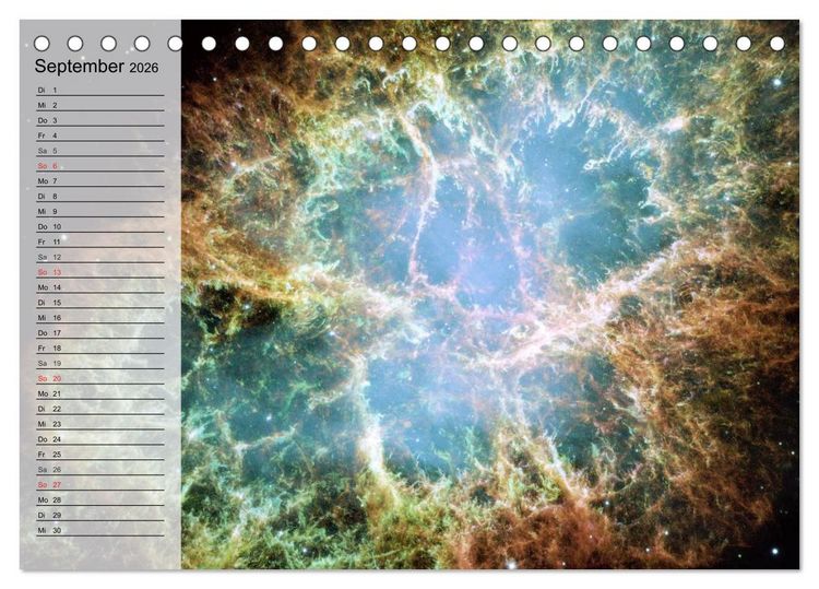 Produktbild: Der Weltraum. Spektakul&auml;re Gasnebel und Galaxien (Tischkalender 2026 DIN A5 quer), CALVENDO Monatskalender