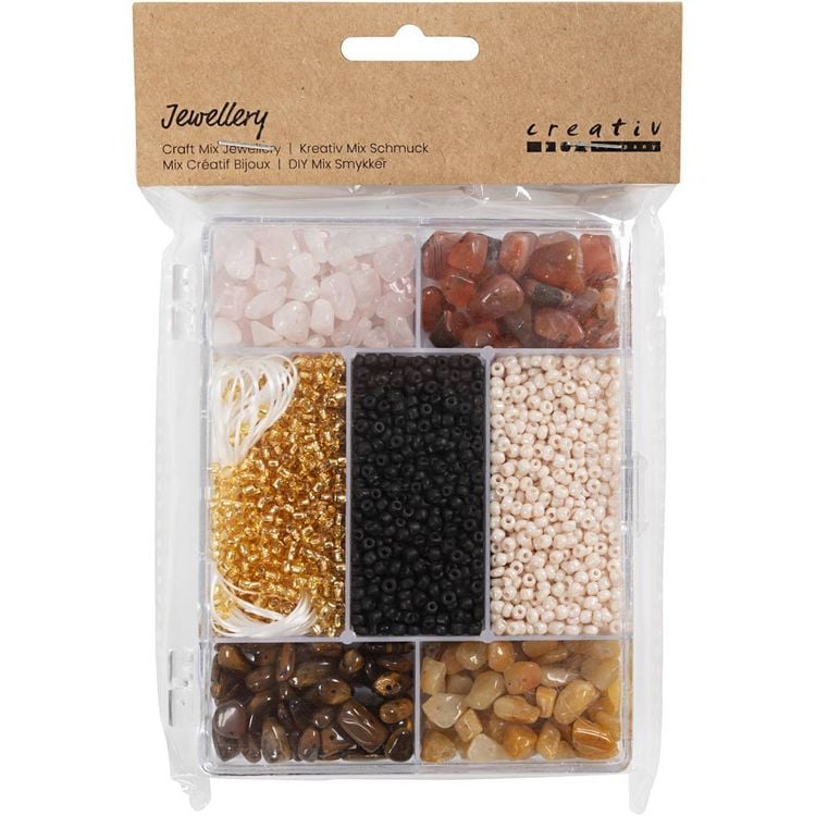 Produktbild: Creativ Company Kreativ Mix Schmuck, Kristalle, Gr&ouml;&szlig;e 2,6-10 mm, Lochgr&ouml;&szlig;e 0,8-1,2 mm, sortierte Farben