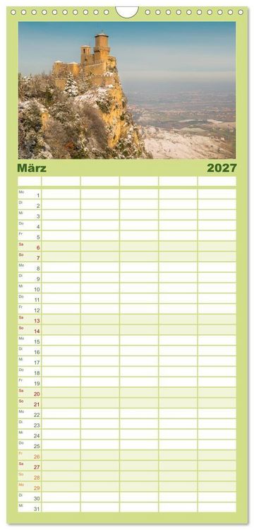 Produktbild: Familienplaner 2027 - San Marino Die &auml;lteste Republik der Welt mit 5 Spalten (Wandkalender, 21 x 45 cm) CALVENDO
