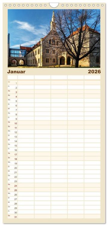 Produktbild: Familienplaner 2026 - Romantisches Erfurt - Bilder einer Stadt voller Geschichte mit 5 Spalten (Wandkalender, 21 x 45 cm) CALVENDO