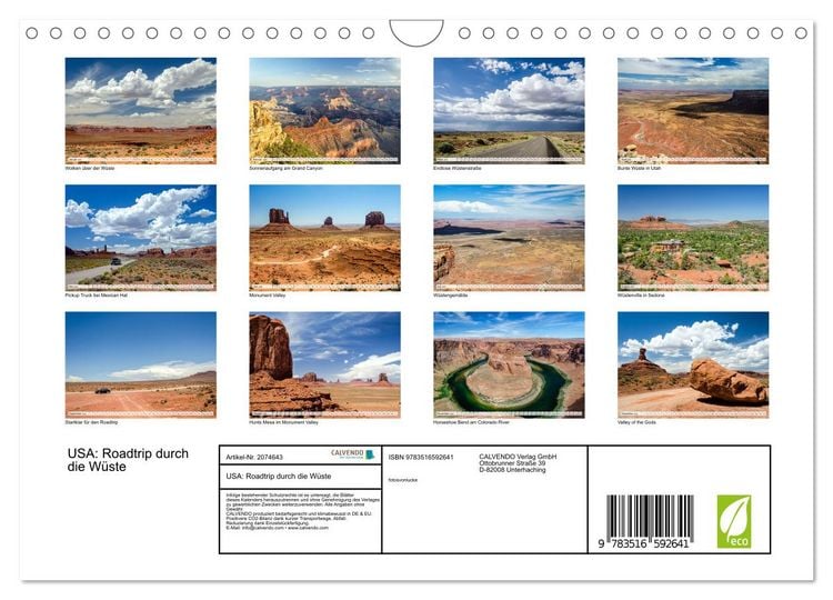 Produktbild: USA: Roadtrip durch die W&uuml;ste (Wandkalender 2026 DIN A4 quer), CALVENDO Monatskalender