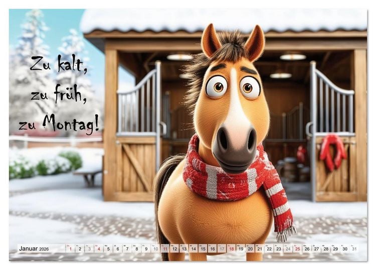 Produktbild: Pferdespr&uuml;che (Wandkalender 2026 DIN A2 quer), CALVENDO Monatskalender