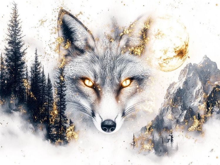 Produktbild: CALVENDO Puzzle Mit jedem Atemzug webt der Fuchs die Magie in die Welt | 1000 Teile Lege-Gr&ouml;&szlig;e 64x48cm Foto-Puzzle f&uuml;r gl&uuml;ckliche Stunden