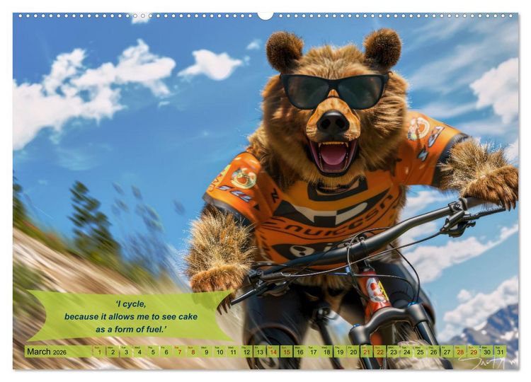 Produktbild: Funny charming animals on a bicycle (High Quality Premium Wall Calendar 2026 DIN A2 landscape),CALVENDO 12 Month Wall Calendar