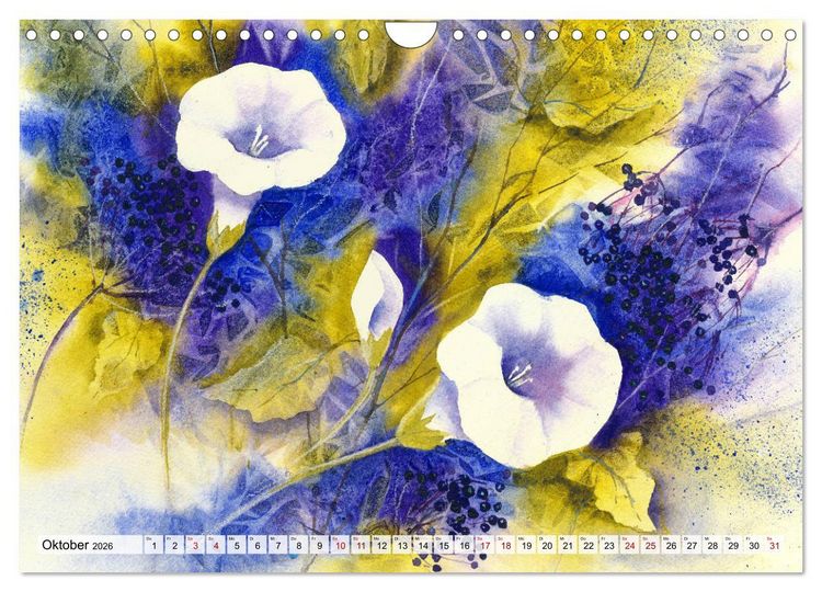 Produktbild: Blumenaquarelle aus der N&auml;he (Wandkalender 2026 DIN A4 quer), CALVENDO Monatskalender