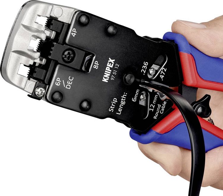 Produktbild: Knipex 97 51 12 97 51 12 D1 Crimpzange Modularstecker (Westernstecker) RJ10, RJ11, RJ12, RJ45