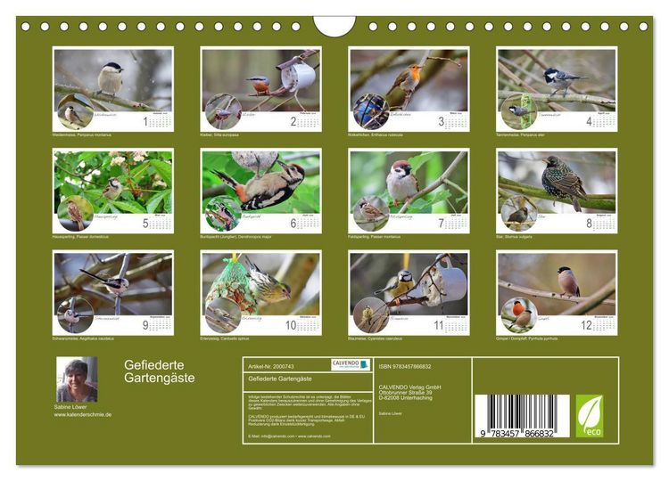 Produktbild: Gefiederte Garteng&auml;ste (Wandkalender 2026 DIN A4 quer), CALVENDO Monatskalender