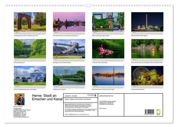 Produktbild: Herne: Stadt an Emscher und Kanal (Wandkalender 2026 DIN A2 quer), CALVENDO Monatskalender