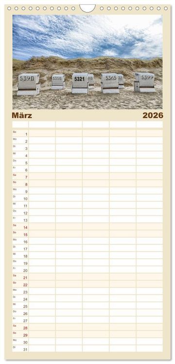 Produktbild: Familienplaner 2026 - Sylt mit 5 Spalten (Wandkalender, 21 x 45 cm) CALVENDO