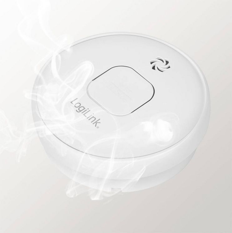Produktbild: LogiLink SC0016 Rauchwarnmelder inkl. 10 Jahres-Batterie batteriebetrieben (&Oslash; x H) 104 mm x 50 mm