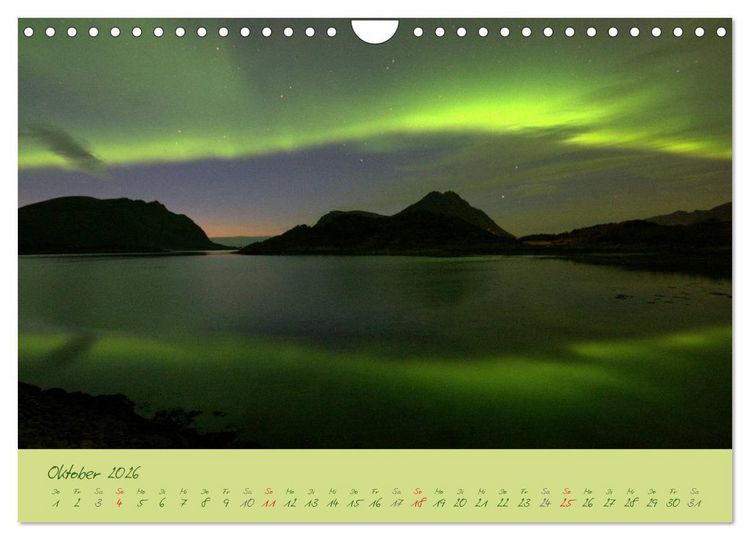 Produktbild: Nordlicht-Zauber auf den Lofoten. Aurora borealis (Wandkalender 2026 DIN A4 quer), CALVENDO Monatskalender