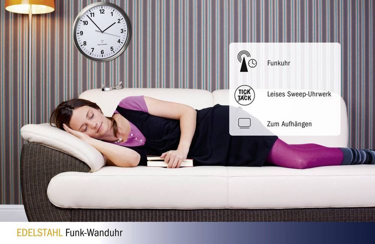 TFA Analoge Funk-Wanduhr mit Edelstahl-Rahmen kaufen