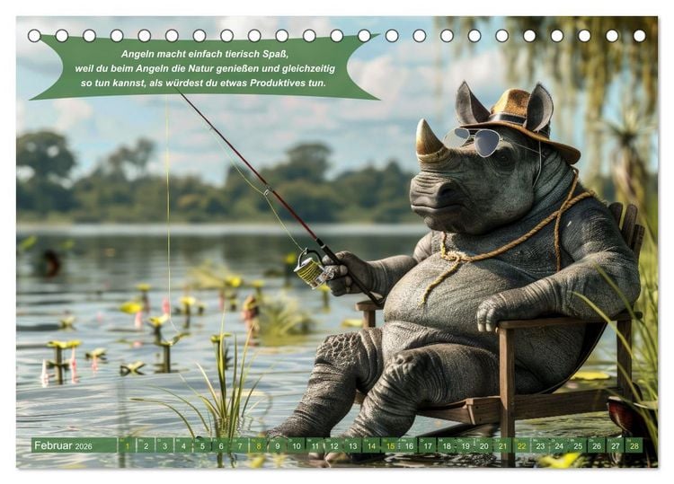 Produktbild: Der tierisch lustige Angler-Kalender (Tischkalender 2026 DIN A5 quer), CALVENDO Monatskalender