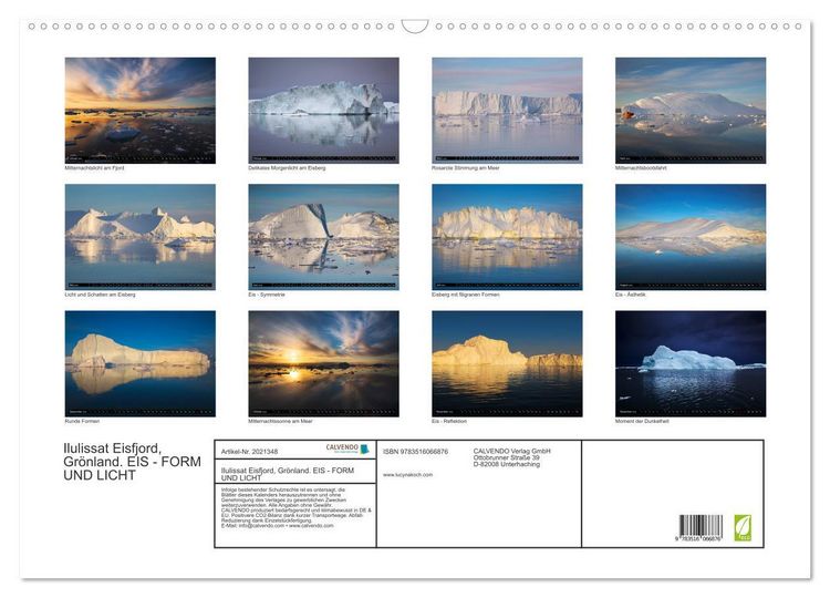 Produktbild: Ilulissat Eisfjord, Gr&ouml;nland. EIS - FORM UND LICHT (Wandkalender 2026 DIN A2 quer), CALVENDO Monatskalender
