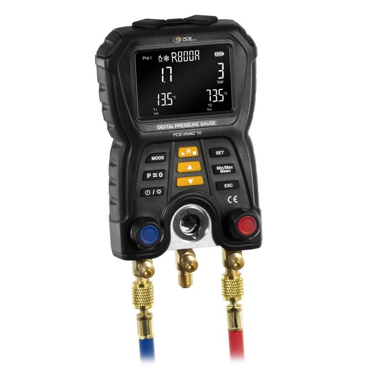 Produktbild: PCE Instruments PCE-HVAC 10 Differenz-Druckmessger&auml;t Druck, Temperatur -1 - 60 bar mit Temperaturmessfunktion, Externer Sensor