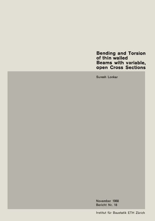 Produktbild: Bending and Torsion of thin walled Beams with variable, open Cross Sections