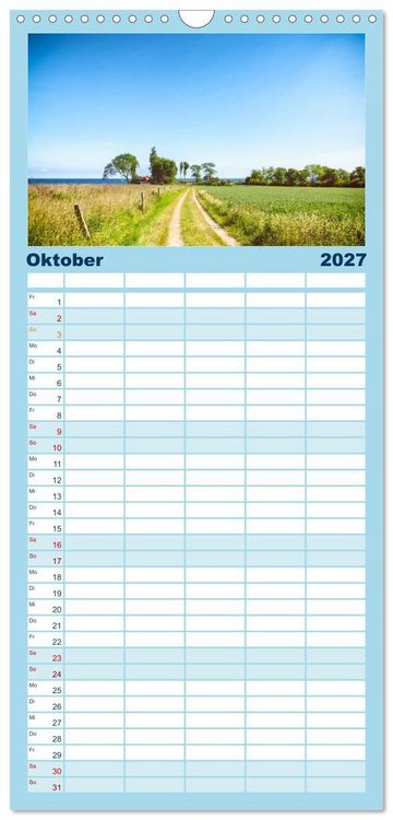Produktbild: Familienplaner 2027 - Meer-Landschaft - 12 Monate Schleswig Holstein mit 5 Spalten (Wandkalender, 21 x 45 cm) CALVENDO