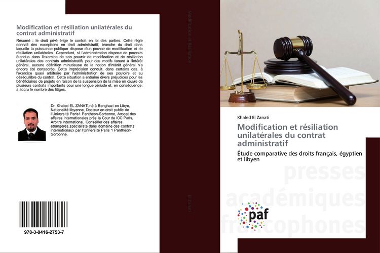Produktbild: Modification et r&eacute;siliation unilat&eacute;rales du contrat administratif